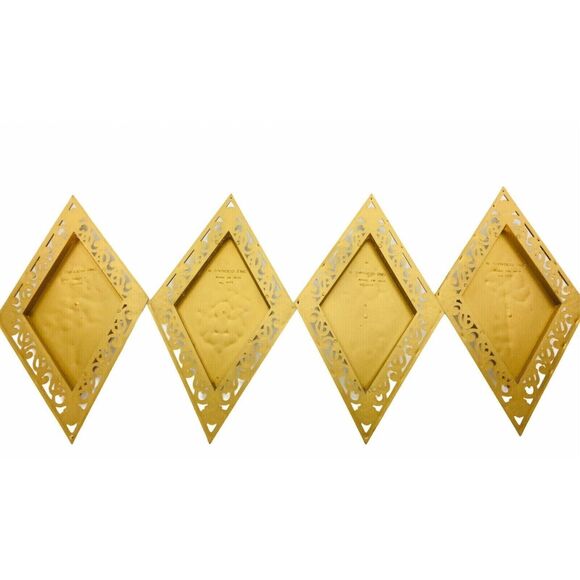 Vintage 70s Hollywood Regency MCM Syroco Diamond Gold Wall Plaques Hanging - Picture 5 of 7